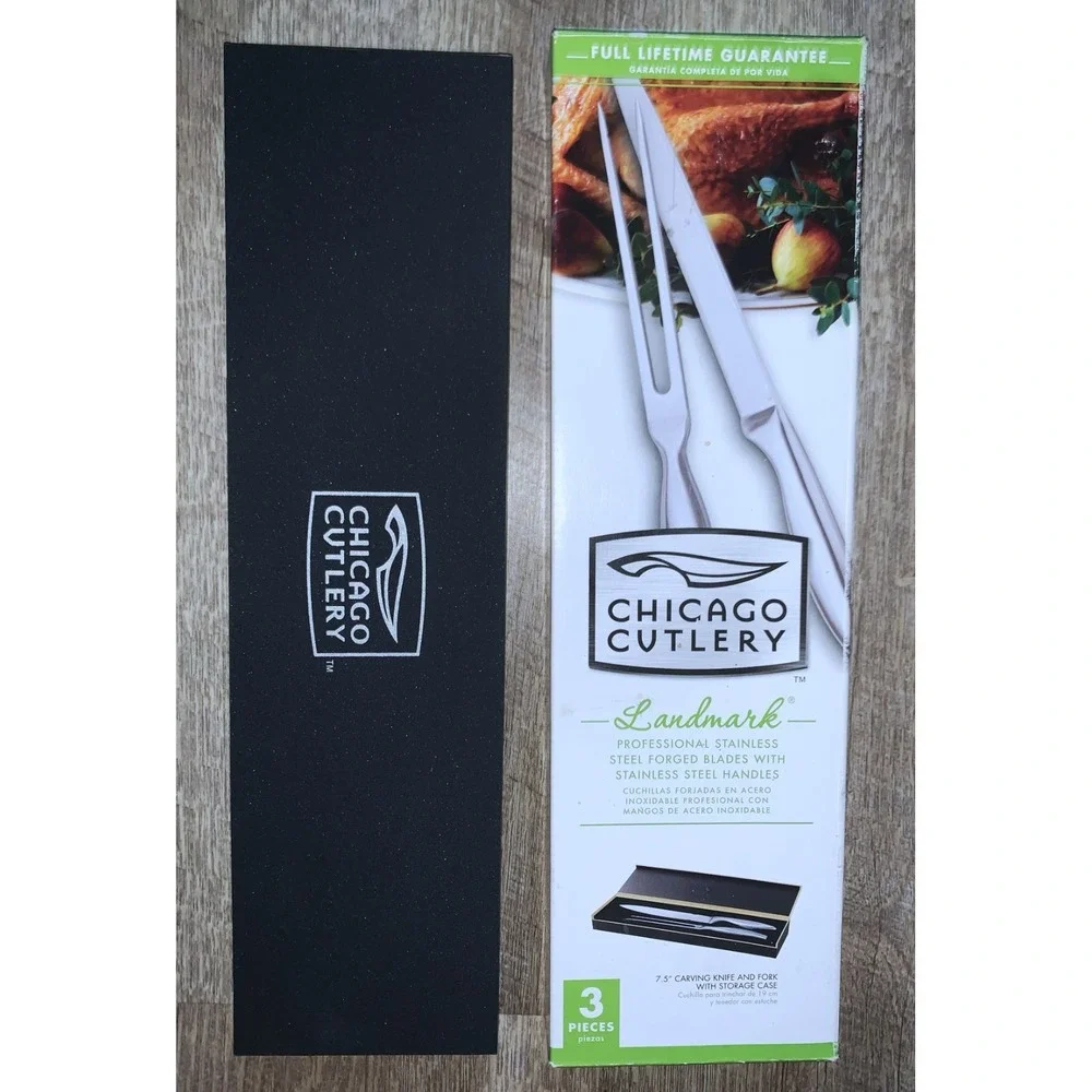 CHICAGO CUTLERY Landmark Prof Stainless Carving Knife Fork Sleek Mod Design *NOS